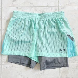 NEW C9 by Champion Spandex-Lined Athletic Mint/Gray Shorts Girls Large (10/12)